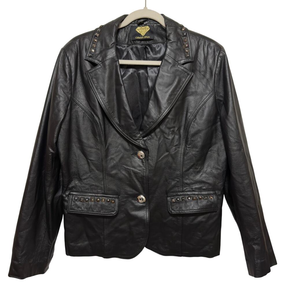 Sarah Kern Black Leather Blazer Studded Dark Academia Grunge Punk Edgy L/XL